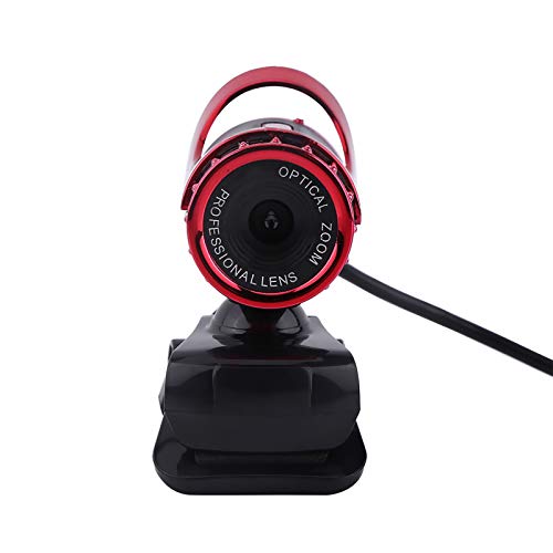 SUNGOOYUE Webkamera, USB 2.0 0,3 M Pixel Clipon Webcam Webkamera HD 360 ° Drehbarer Ständer Eingebautes Mikrofon für PC (Rot) von SUNGOOYUE