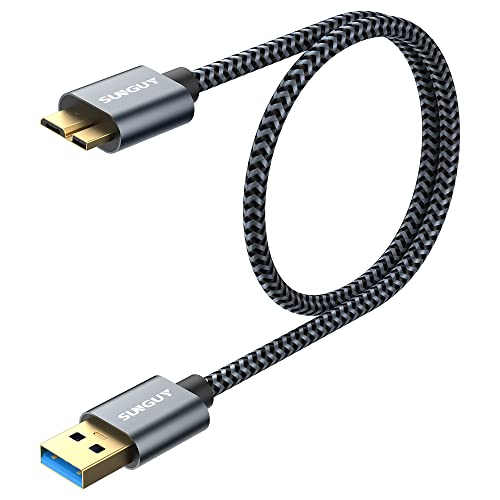 SUNGUY Micro USB 3.0 Kabel 0.5M, USB A Stecker auf Micro B Stecker Festplattenkabel Draht 5 Gbit/s für Seagate,Toshiba Canvio,Western Digital(WD),My Passport und Elements,Galaxy S5,Note 3 von SUNGUY