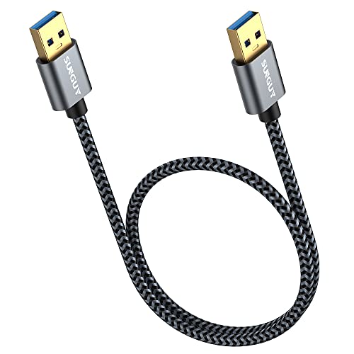 SUNGUY USB 3.0 Kabel, 0,5m USB A Stecker auf A Stecker, Übertragungsraten bis zu 5Gbit/s, Typ A zu Typ A Kable Kompatibel mit Drucker, Modems, Festplatten, Kameras HDD, DVD,Laptop usw (Grau) von SUNGUY