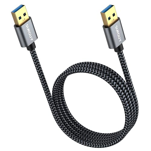 SUNGUY USB 3.0 Kabel, 1.5M USB A Stecker auf A Stecker, Übertragungsraten bis zu 5Gbit/s, Typ A zu Typ A Kable Kompatibel mit Drucker, Modems, Festplatten, Kameras HDD, DVD,Laptop usw (Grau) von SUNGUY