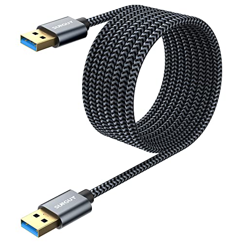 SUNGUY USB 3.0 Kabel, 3M USB A Stecker auf A Stecker, Übertragungsraten bis zu 5Gbit/s, Typ A zu Typ A Kable Kompatibel mit Drucker, Modems, Festplatten, Kameras HDD, DVD,Laptop usw (Grau) von SUNGUY