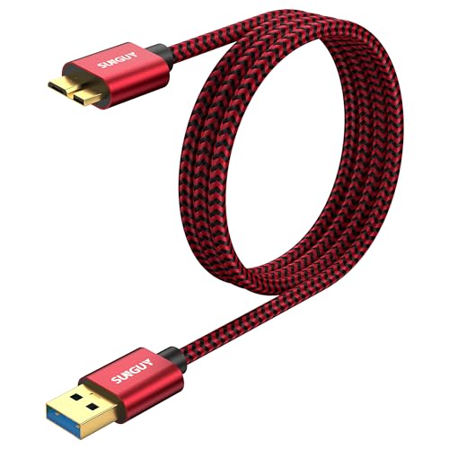 SUNGUY USB 3.0 Micro B Kabel,1M USB A Stecker auf Micro B Stecker Festplattenkabel für Seagate,Western Digital(WD),My Passport und Elements,Galaxy S5,Note 3 -Rot von SUNGUY