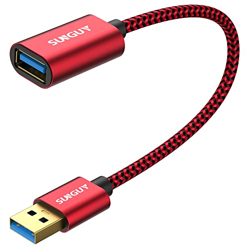 SUNGUY USB 3.0 Verlängerung Kabel 0.3m Verlängerungskabel 5Gbps Superschnelle USB A Stecker auf A Buchse Verlängerung für Kartenlesegerät,Tastatur, Drucker, Scanner, Kamera usw-Rot von SUNGUY