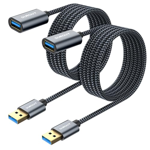 SUNGUY USB 3.0 Verlängerung Kabel [2 Stück 2 m] Verlängerungskabel 5Gbps Superschnelle USB A Stecker auf A Buchse Verlängerung für Kartenlesegerät,Tastatur, Drucker, Scanner, Kamera von SUNGUY