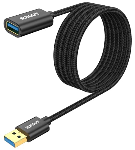 SUNGUY USB 3.0 Verlängerung Kabel 2m Verlängerungskabel 5Gbps Superschnelle USB A Stecker auf A Buchse Verlängerung für Kartenlesegerät,Tastatur, Drucker, Scanner, Kamera–Schwarz von SUNGUY