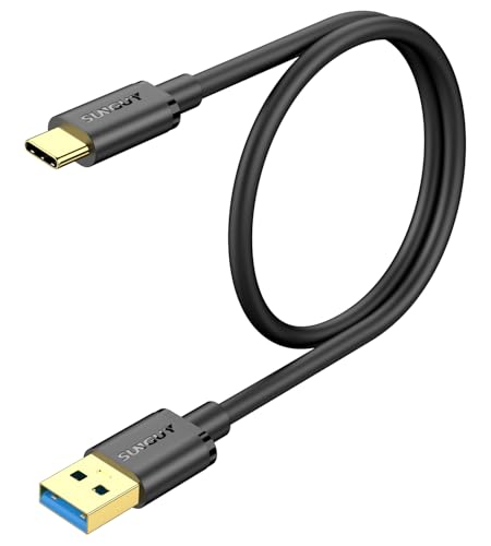 SUNGUY USB C Kabel, 0.6m 10Gbps USB C auf USB 3.1 GEN 2 Ladekabel und Datenkabel für Android Auto, iPhone 16/15 Pro Plus Max, Galaxy S22/S23 ultra, HUAWEI P20/50 Pro,Google Pixel -Schwarz von SUNGUY