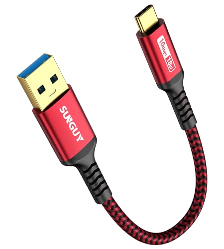 SUNGUY USB C Kabel, 15CM USB auf USB C Kabel, USB 3.1 GEN2 10Gbps USB C Datenkabel Kompatibel mit Android Auto,Galaxy S8/S9 Plus/S20, Huawei P20/P30, Xperia XZ/Z5, Pixel 8 usw-Rot von SUNGUY