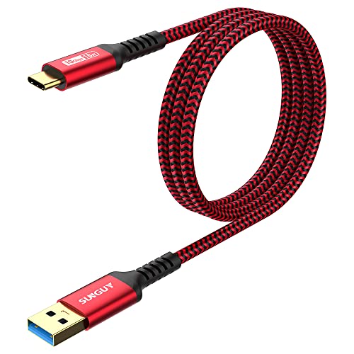 SUNGUY USB C Kabel 1M, USB 3.1 Gen 2 auf C Kabel, 10Gbps USB C Datenkabel and Ladekabel Kompatibel mit Android Auto,Huawei Mate 50 pro,Samsung Note 20 ultra/ S23 ultra, Redmi,Pixel 7 pro-Rot von SUNGUY