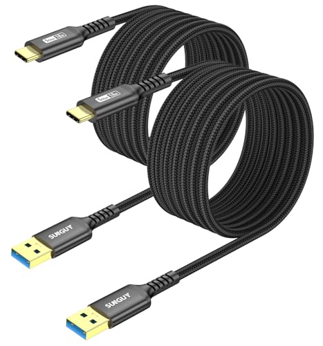 SUNGUY USB C Kabel, [2 Stück 3 m] USB C auf USB 5Gbps Typ C Kabel und Nylon geflochtenes Datenkabel USB C kompatibel mit iPhone 16/15 Pro Max, Galaxy S24 S23, Android Auto-Schwarz von SUNGUY