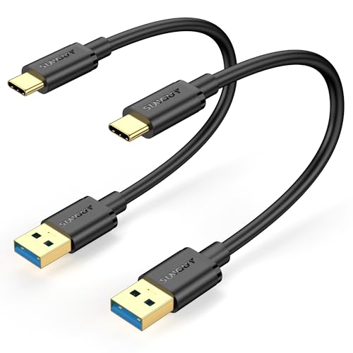SUNGUY USB C Kabel Kurz, 0.3M*2 10Gbps USB C auf USB 3.1 GEN 2 Ladekabel und Datenkabel für Android Auto, iPhone 16/15 Pro Max, Galaxy S22/S23 ultra, HUAWEI P20/50 Pro,Google Pixel-Schwarz von SUNGUY