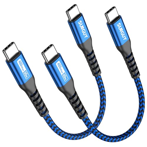 SUNGUY USB C Kabel Kurz, 15CM*2 USB C auf USB C Kabel, 60W USB C Ladekabel für iPhone 16/15 Pro Max Plus, Galaxy S24 S23, MacBook Air, iPad Pixel 7 Pro-Blau von SUNGUY