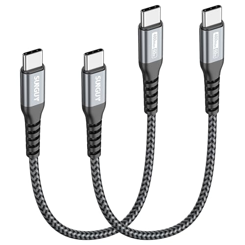 SUNGUY USB C Kabel Kurz, 2Pack 15CM USB C auf USB C Kabel, 60W USB C Ladekabel für iPhone 16/15 Pro Max Plus,Galaxy S24 S23 S22 A54,MacBook Air,iPad Pixel 7 Pro usw. von SUNGUY