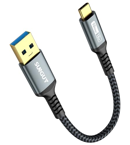 SUNGUY USB C Kabel Kurz, 2Stück 15cm USB auf USB C Kabel, 10Gbps USB C Ladekabel und Datenkabel Kompatibel mit iPhone 16/15 Pro Max, Android Auto,Galaxy S24/S23, Google Pixel 8/8 Pro, MacBook Pro,SSD von SUNGUY
