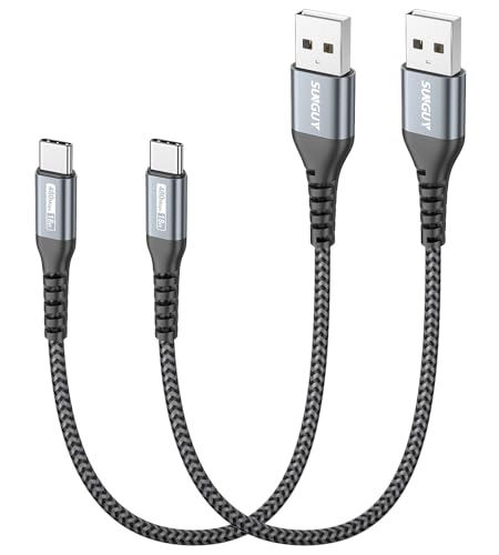SUNGUY USB C Kabel kurz, 2x 0.3M USB auf USB C Kabel für iPhone 16 15 Plus Pro Max,Galaxy S24, Xiao Mi M9, Sony, Google Pixel-Grau von SUNGUY