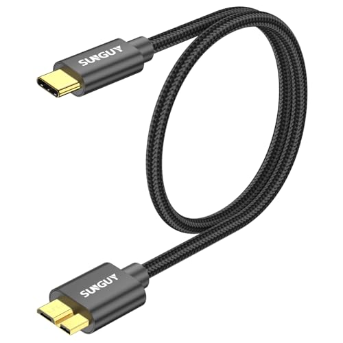 SUNGUY USB C auf Micro B Kabel, 0.5M 10Gbps USB 3.1 USB C Festplattenkabel, USB C Kabel für Externe Festplatte,SSD,Seagate Expansion,WD Elements, Toshiba, Galaxy S5/ Note 3, HDD-Schwarz SUNGUY USB C auf Micro B Kabel, 0.5M 10Gbps USB 3.1 USB C Festplattenkabel, USB C Kabel für Externe Festplatte,SSD,Seagate Expansion,WD Elements, Toshiba, Galaxy S5/ Note 3, HDD-Schwarz von SUNGUY