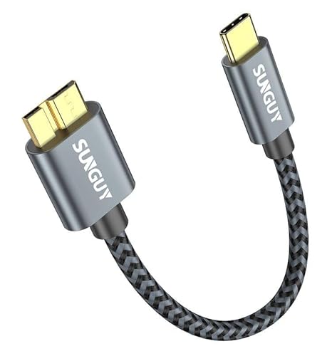 SUNGUY USB C auf Micro B Kabel, 2 Stück 15CM 10Gbps USB 3.1 USB C Festplattenkabel, USB C Kabel für Externe Festplatte,SSD,Seagate Expansion,WD Elements, Toshiba, Galaxy S5/ Note 3, HDD-Grau SUNGUY USB C auf Micro B Kabel, 2 Stück 15CM 10Gbps USB 3.1 USB C Festplattenkabel, USB C Kabel für Externe Festplatte,SSD,Seagate Expansion,WD Elements, Toshiba, Galaxy S5/ Note 3, HDD-Grau von SUNGUY