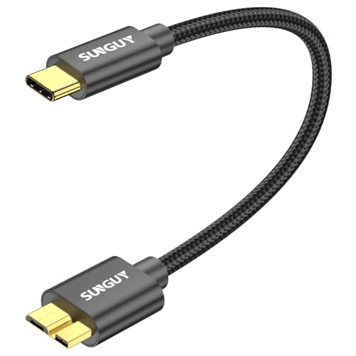 SUNGUY USB C auf Micro B Kabel, 30CM 10Gbps USB 3.1 USB C Festplattenkabel, USB C Kabel für Externe Festplatte,SSD,Seagate Expansion,WD Elements, Toshiba, Galaxy S5/ Note 3, HDD-Schwarz SUNGUY USB C auf Micro B Kabel, 30CM 10Gbps USB 3.1 USB C Festplattenkabel, USB C Kabel für Externe Festplatte,SSD,Seagate Expansion,WD Elements, Toshiba, Galaxy S5/ Note 3, HDD-Schwarz von SUNGUY
