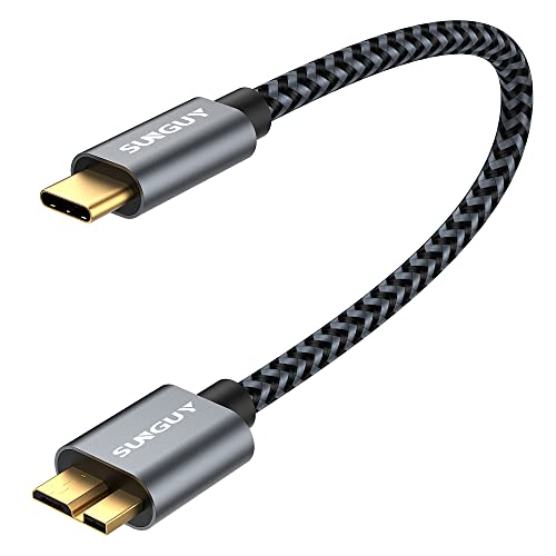 SUNGUY USB C auf Micro B Kabel USB 3.1, 0.3M 10Gbps USB C Stecker auf Micro B Stecker Festplattenkabel kompatibel mit Toshiba, Seagate, WD,Galaxy S5 Note 3,HDD usw-Grau von SUNGUY