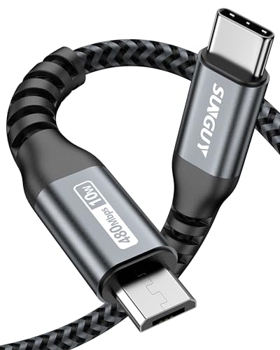 SUNGUY USB C auf Micro USB Kabel, lädt Micro USB Geräte, 15CM Ladekabel USB C auf Micro USB Kompatibel mit MacBook (Pro), Samsung Galaxy S20/S9/S9+/S10,Moto Z/Z2 -Grau von SUNGUY