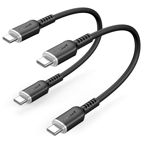 SUNGUY USB C auf USB C Kabel Silikon, 2 Stück Flexibel 0.3M 100W 5A USB C Ladekabel kompatibel mit iPhone 16/15 Pro Max, Galaxy S24, MacBook Pro 2020, iPad Pro, iPad Air, Pixel,Ultra Weich-Schwarz von SUNGUY
