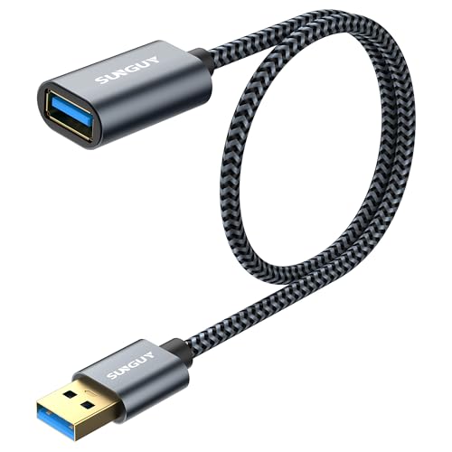 SUNGUY USB Verlängerung, 5Stück 0.5M 5Gbps USB 3.0 Verlängerungs Kabel, USB A Stecker auf A Buchse Verlängerung für Kartenlesegerät,Tastatur, Drucker, Scanner, Kamera usw - Grau von SUNGUY