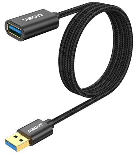 SUNGUY USB 3.0 Verlängerung Kabel, 1m Verlängerungskabel 5Gbps Superschnelle USB A Stecker auf A Buchse Verlängerung Nylon Stoffmantel für Kartenlesegerät, Tastatur, Drucker, Scanner, Kamera von SUNGUY
