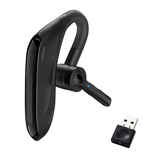 SUNITEC Bluetooth Headset mit Mikrofon Wireless Headset Einohr Bluetooth-Headset Kabellos mit Geräuschunterdrückung, USB Dongle CVC 8.0 Dual Mic zu Handy/Mac/PC über Bluetooth für Business/Büro/Fahren von SUNITEC