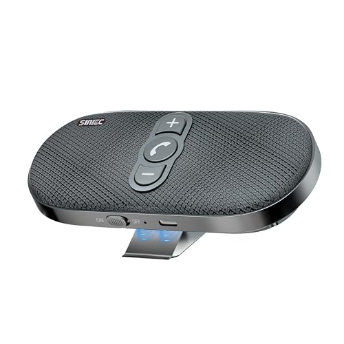 SUNITEC Freisprechanlage Auto Bluetooth Freisprecheinrichtung: Siri & Google Assistant Unterstützung - Auto Power On - Lauter 6W Lautsprecher mit Clip für GPS - Musik von SUNITEC