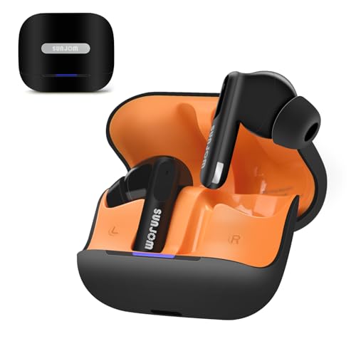 SUNJOM In Ear Kopfhörer Kabellos Bluetooth Noise Cancelling Kopfhoerer mit 6 ENC Mic Wireless Earbuds ANC 30H Tiefer Bass Headphones Lärmreduzierung Ohrhörer Headset (Schwarz) von SUNJOM