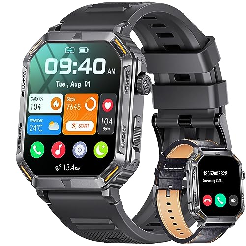 SUNKTA Herren Smart Watch, 1,96'' HD IP68 300mAh Smartwatch mit Bluetooth Anrufe Sprachassistent, mit Herzfrequenz/SpO2/Schlaf/123 Sport-Modi für Android iOS von SUNKTA