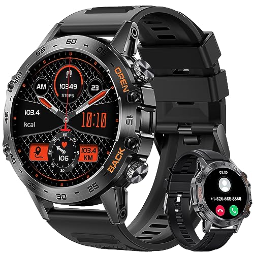 SUNKTA Herren Smartwatch Bluetooth Telefonischer Anruf für Android iOS 400 mAh 100+ Sport Modus Männer Smartwatch 2 Armbänder schwarz Silikon Smartwatch Herren Herzfrequenz Schlaf Gesundheit Monitor von SUNKTA