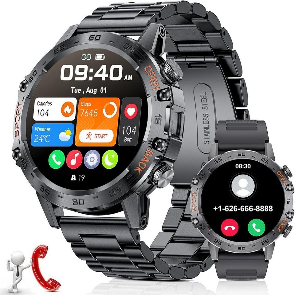 SUNKTA Telefonischer Anruf Herren's Smartwatch (1,39 Zoll, Android / iOS), Mit den besten und erstaunlichsten Funktionen, attraktivem Design von SUNKTA