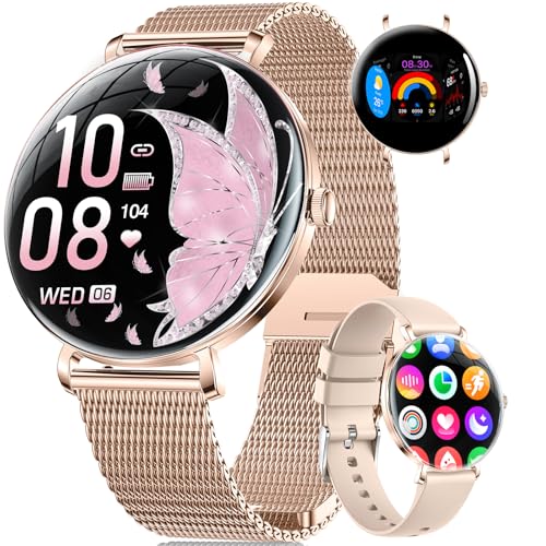 Smartwatch Damen Leichte mit Ultradünn Gebogen AMOLED-Bildschirm Telefonfunktion Schrittzähler/Menstruationszyklus/Herzfrequenz IP68 Wasserfest 100+ Sportmodi Smartwatch für Damen Mädchen Android iOS Smartwatch Damen Leichte mit Ultradünn Gebogen AMOLED-Bildschirm Telefonfunktion Schrittzähler/Menstruationszyklus/Herzfrequenz IP68 Wasserfest 100+ Sportmodi Smartwatch für Damen Mädchen Android iOS von SUNKTA