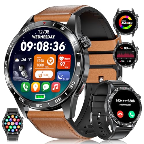 Smartwatch für Herren, 1,43 Zoll, AMOLED für Android iOS, mit Anruf, Bluetooth, Herrenuhr, 400 mAh, Silikon, Smartwatch für Herren, 100 + Sport, Herzfrequenz, Gesundheit, Monitor, 3 Armbänder Smartwatch für Herren, 1,43 Zoll, AMOLED für Android iOS, mit Anruf, Bluetooth, Herrenuhr, 400 mAh, Silikon, Smartwatch für Herren, 100 + Sport, Herzfrequenz, Gesundheit, Monitor, 3 Armbänder von SUNKTA