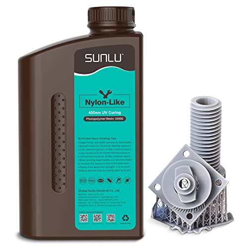 SUNLU 3D-Drucker Nylon-Like Harz 1KG, Hochzähes Harz für LCD/DLP/SLA 3D-Druck, Extrem Haltbar & Hochpräzise, PA-Like Harz Grau 1000g von SUNLU