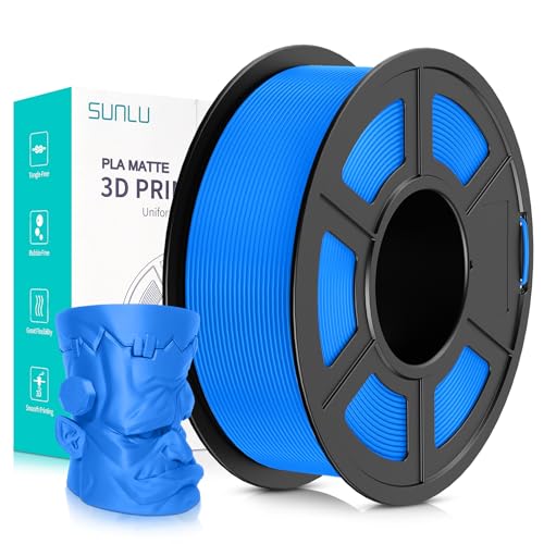 SUNLU 3D Printer Filament Matte PLA Filament, Neatly Wound Matte PLA Filament 1.75mm ± 0.02mm, Fit Most FDM 3D Printers, Good Vacuum Packaging 3D Printing Filament, 1kg Spool (2.2lbs), Matte Blue von SUNLU