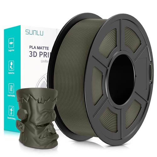SUNLU 3D Printer Filament Matte PLA Filament, Neatly Wound Matte PLA Filament 1.75mm ± 0.02mm, Fit Most FDM 3D Printers, Good Vacuum Packaging 3D Printing Filament, 1kg Spool (2.2lbs), Matte Clay von SUNLU