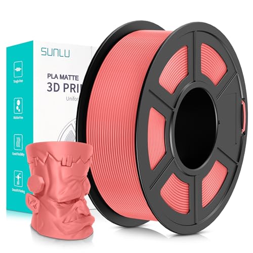 SUNLU 3D Printer Filament Matte PLA Filament, Neatly Wound Matte PLA Filament 1.75mm ± 0.02mm, Fit Most FDM 3D Printers, Good Vacuum Packaging 3D Printing Filament, 1kg Spool (2.2lbs), Matte Pink von SUNLU