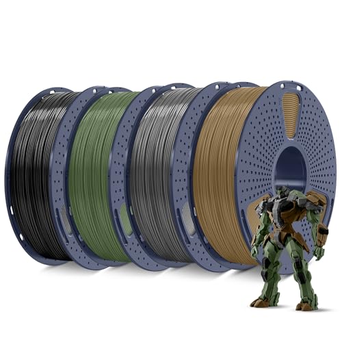 SUNLU 4KG ABS Filament 1.75 mm, 3D Drucker Filament Bündeln, Hoch Temperaturbeständiges ABS 3D Druckfilament, Hohe Festigkeit Schlagfest, 1 kg pro Spule, 4 Rollen, Schwarz+Olivgrün+Grau+Kaffee SUNLU 4KG ABS Filament 1.75 mm, 3D Drucker Filament Bündeln, Hoch Temperaturbeständiges ABS 3D Druckfilament, Hohe Festigkeit Schlagfest, 1 kg pro Spule, 4 Rollen, Schwarz+Olivgrün+Grau+Kaffee von SUNLU