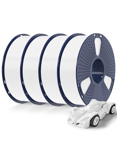 SUNLU 4KG Bündel Rapid PETG Filament, Hohe Geschwindigkeit 30-600mm/s 3D Drucker Filament 1.75mm ±0.02 mm, 1kg Reusable Spule, 4 Stück Insgesamt (Weiß+Weiß+Weiß+Weiß) von SUNLU