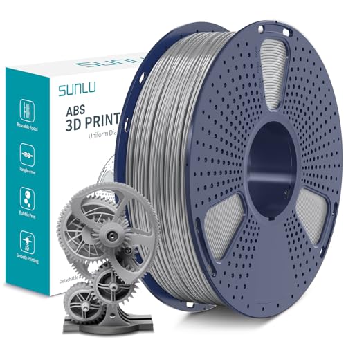 SUNLU ABS Filament 1.75 mm, Hoch Temperaturbeständiges 3D Drucker Filament, Hohe Festigkeit und Schlagfest, Langlebig 3D Druckfilament Für die Meisten FDM 3D Drucker, 1 kg Spule, Grau von SUNLU