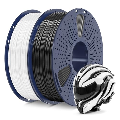 SUNLU ABS Filament 1.75 mm Bündeln, 3D Drucker Filament 0,9kg*2, Hoch Temperaturbeständiges ABS 3D Druckfilament, Hohe Festigkeit Schlagfest, 1 kg pro Spule, 2 Rollen, Schwarz+Weiß von SUNLU