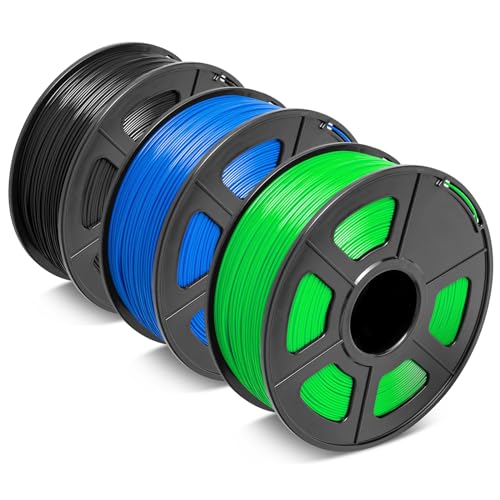 SUNLU ABS Filament 1.75 mm für den 3D-Drucker ABS 3D-Drucker Filamentgenauigkeit +/- 0.02 mm, Schwarz+Blau+Grün von SUNLU