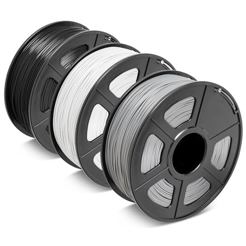SUNLU ABS Filament 1.75 mm für den 3D-Drucker ABS 3D-Drucker Filamentgenauigkeit +/- 0.02 mm, Schwarz+Weiß+Grau von SUNLU