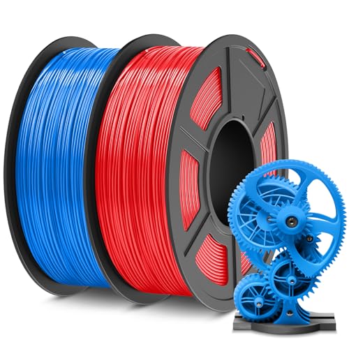 SUNLU ABS Filament 1.75mm, Hoch Hitzebeständiges und Langlebiges 3D Drucker Filament, Maßgenauigkeit +/- 0.02mm, 1kg Spule (2.2lbs), 2 Packungen, Blau+Rot von SUNLU
