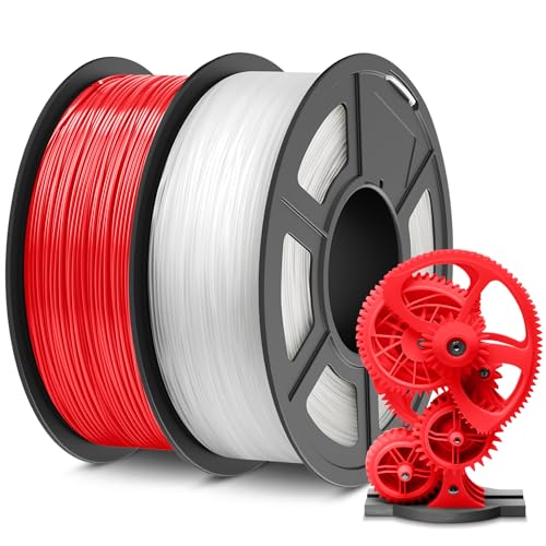 SUNLU ABS Filament 1.75mm, Hoch Hitzebeständiges und Langlebiges 3D Drucker Filament, Maßgenauigkeit +/- 0.02mm, 1kg Spule (2.2lbs), 2 Packungen, Rot+Transparent von SUNLU