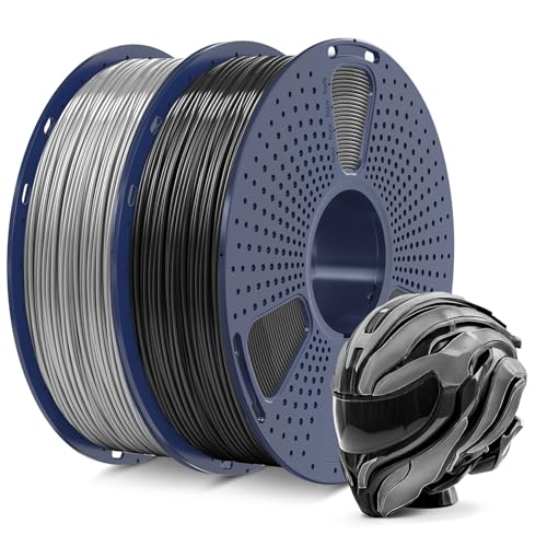 SUNLU ABS Filament 1.75 mm Bündeln, 3D Drucker Filament 0,9kg*2, Hoch Temperaturbeständiges ABS 3D Druckfilament, Hohe Festigkeit Schlagfest, 1 kg pro Spule, 2 Rollen, Schwarz+Grau von SUNLU