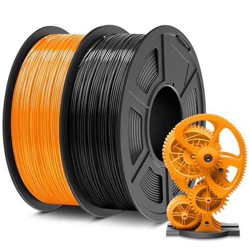 SUNLU ABS Filament 1.75mm, Hoch Hitzebeständiges und Langlebiges 3D Drucker Filament, Maßgenauigkeit +/- 0.02mm, 1kg Spule (2.2lbs), 2 Packungen, Schwarz+Orange von SUNLU