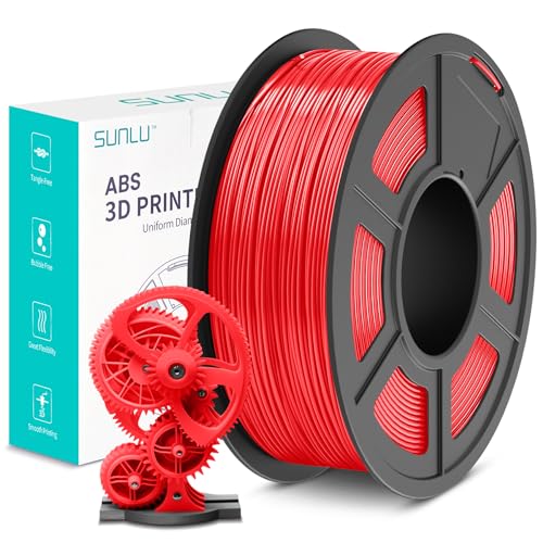 SUNLU ABS Filament 1.75mm, Hoch Hitzebeständiges und Langlebiges 3D Drucker Filament, Maßgenauigkeit +/- 0.02mm, 1kg Spule (2.2lbs), Rot von SUNLU