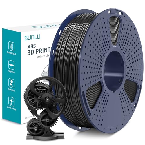 SUNLU ABS Filament 1.75 mm, Hoch Temperaturbeständiges 3D Drucker Filament, Hohe Festigkeit und Schlagfest, Langlebig 3D Druckfilament Für die Meisten FDM 3D Drucker, 1 kg Spule, Schwarz von SUNLU
